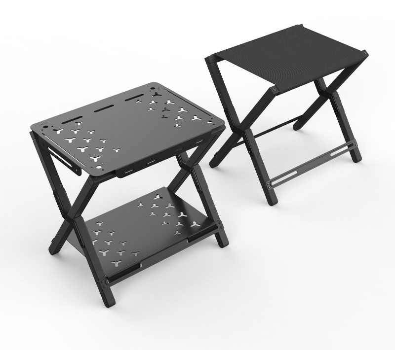 Klappbarer Esstisch mit Doppelplatte für Outdoor-Camping