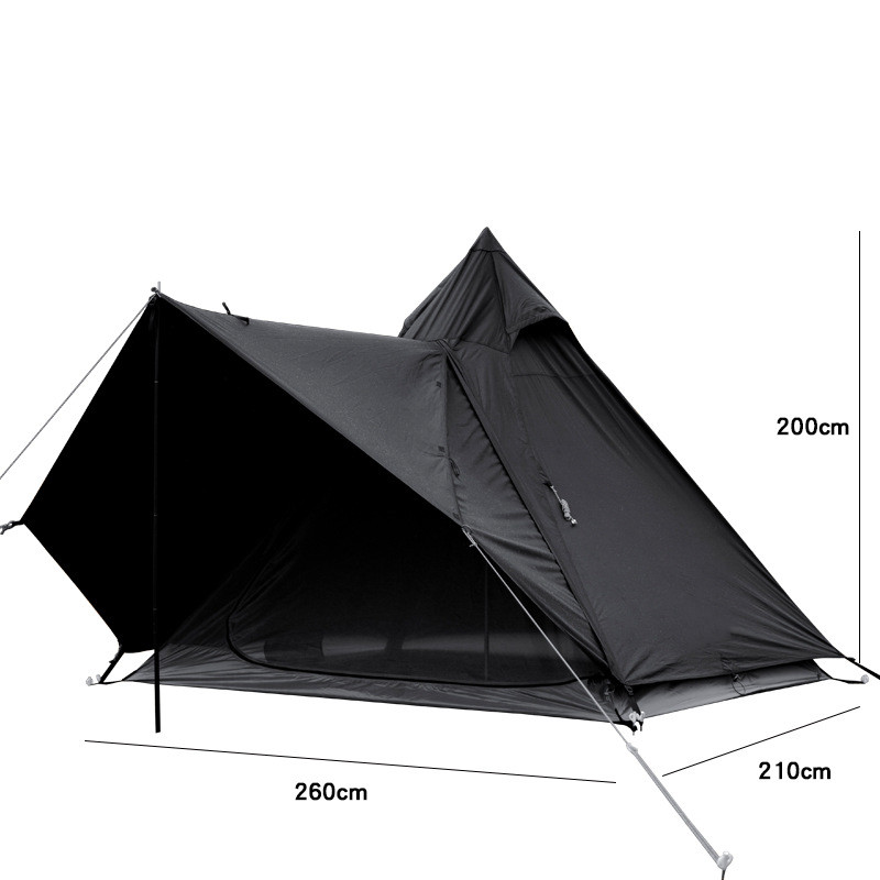 Wasserdichtes schwarzes Pyramidenturmzelt, indisches Sonnenschutz-Campingzelt