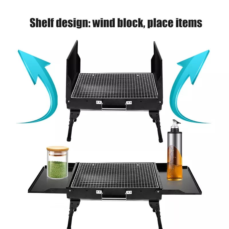 Outdoor Camping Klappgrill Holzkohlegrill mit Seitenbrett