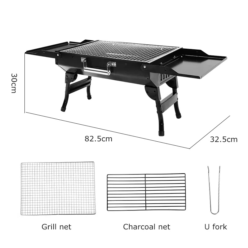 Outdoor Camping Klappgrill Holzkohlegrill mit Seitenbrett