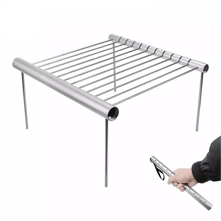 Einfacher, zusammenklappbarer Grill aus Edelstahl für den Außenbereich