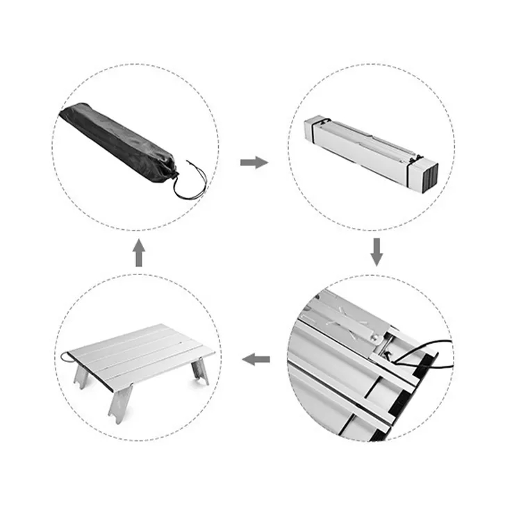 Ultraleichter, klappbarer Mini-Campingtisch aus Aluminium