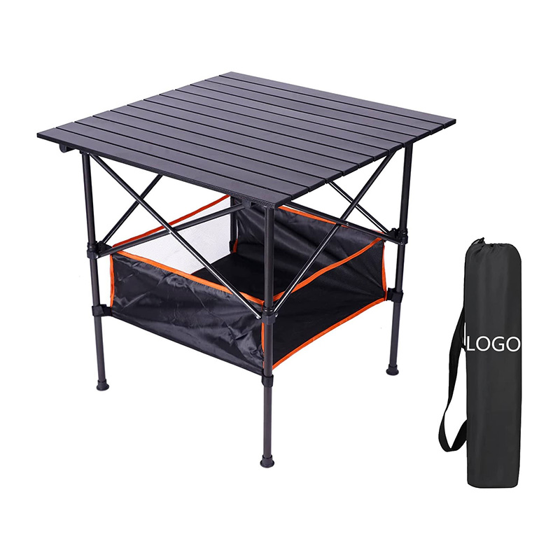 Tragbarer, faltbarer Campingtisch aus Aluminium mit Netztasche