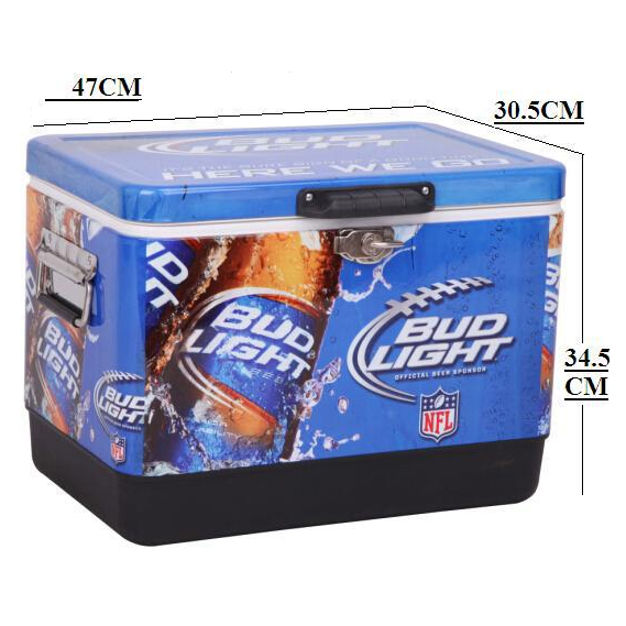 54QT Custom Logo Outdoor-Eisen-Kühlbox, Metall-Camping-Auto-Kühlschrank