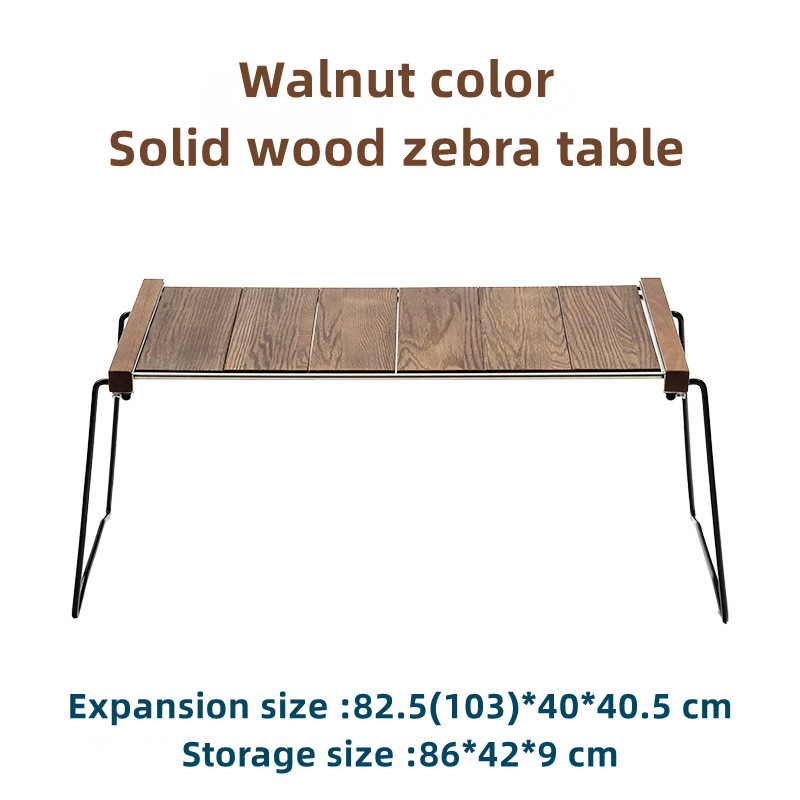 Outdoor-Picknicktisch aus Walnussholz, Zebra-Design, klappbar, für Grill, Terrasse, Strand, Garten