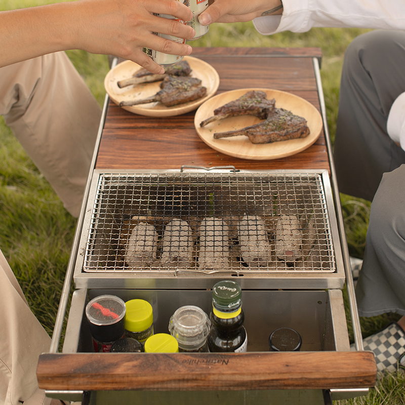 IGT-Holzkohle-Picknickgrill aus Edelstahl 304