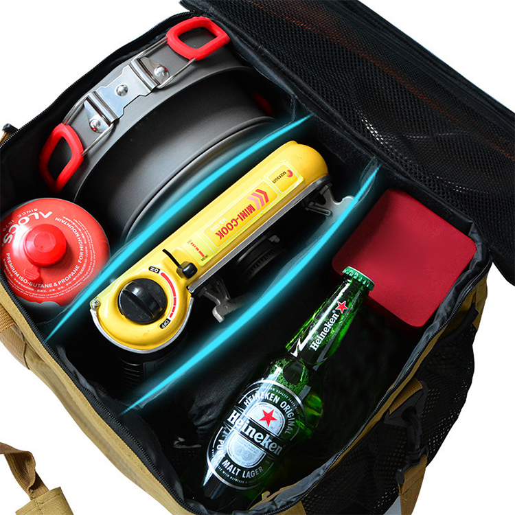 Isoliertes Kochgeschirr-Set aus 600D Oxford-Gewebe mit Mittagessen und Camping-Organizer
