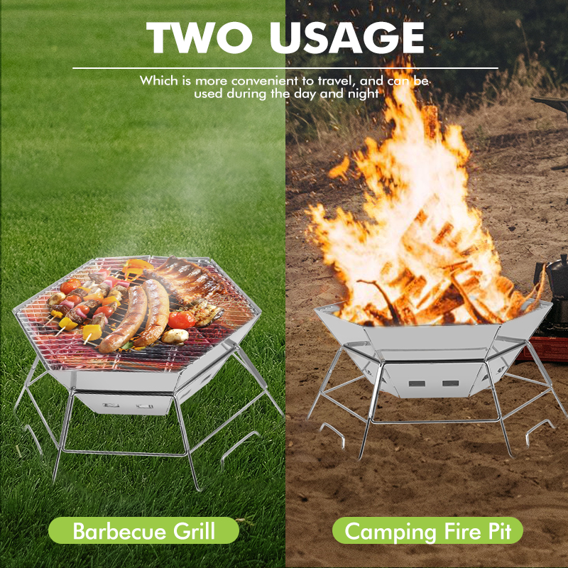 Faltbare Camping-Holz- und Holzkohlegrills von Six Corners