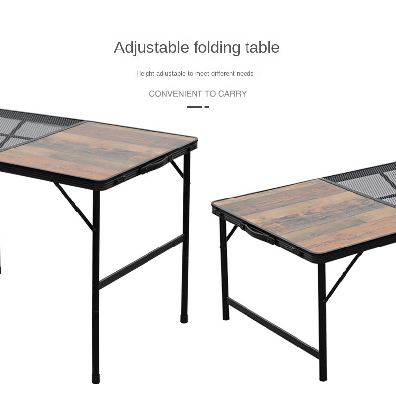 Doppelschichtiger Outdoor-Tisch: 1 Aluminium-MDF-Tisch, 1 Gittertisch
