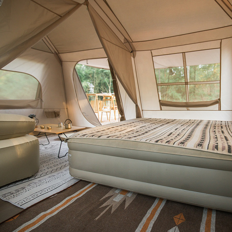 8/13㎡ Doppelschichtiges Glamping-Zelt mit zwei Schlafzimmern und Markise