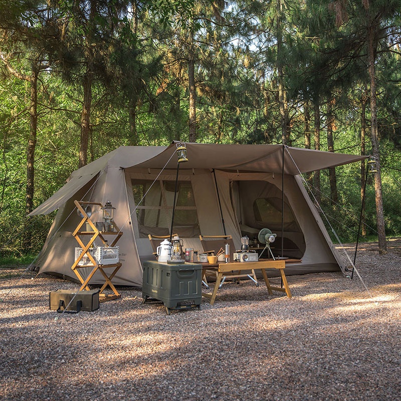 8/13㎡ Doppelschichtiges Glamping-Zelt mit zwei Schlafzimmern und Markise