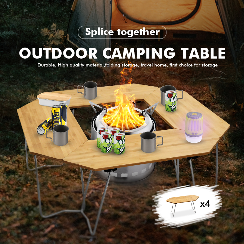 Klappbarer Campingtisch aus Bambus