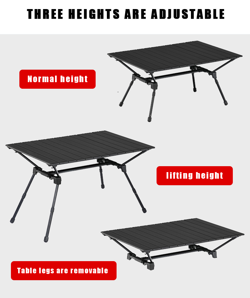 Leichter tragbarer Camping-Klapptisch aus Aluminium mit Teleskopbeinen