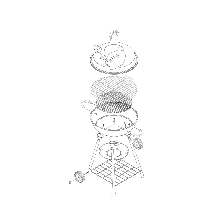 18" schwarzer Kessel-Holzkohlegrill für draußen, im Garten