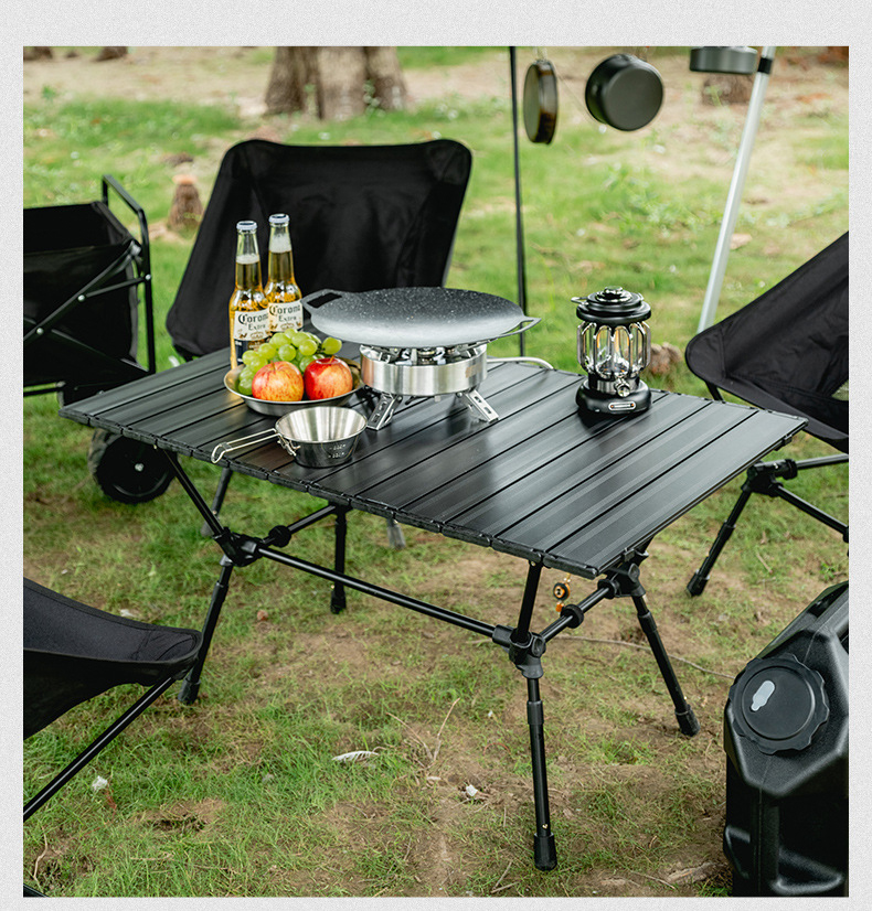 Klappbarer Campingtisch aus Aluminium – tragbar, höhenverstellbar, für draußen, Camping, Rucksackreisen, Strand, Picknicks