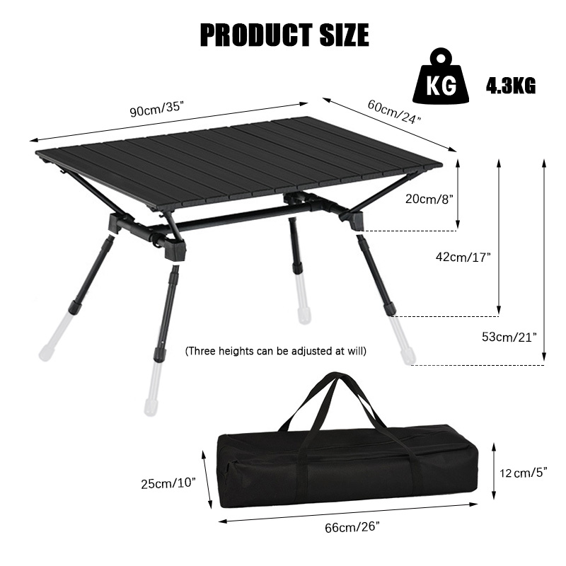 Leichter tragbarer Camping-Klapptisch aus Aluminium mit Teleskopbeinen
