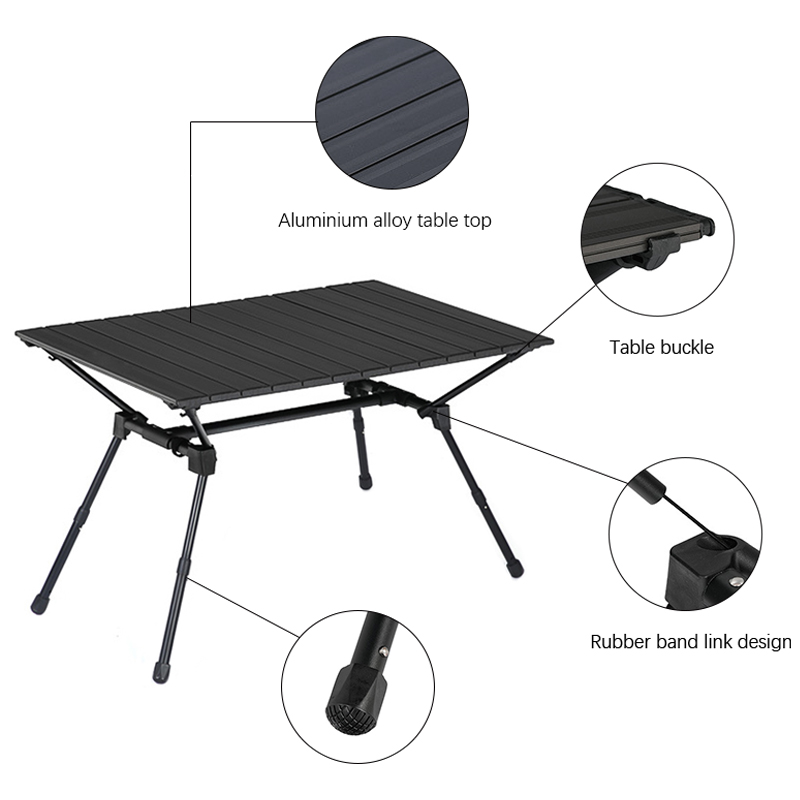Leichter tragbarer Camping-Klapptisch aus Aluminium mit Teleskopbeinen