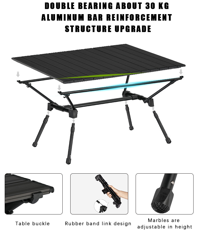 Leichter tragbarer Camping-Klapptisch aus Aluminium mit Teleskopbeinen