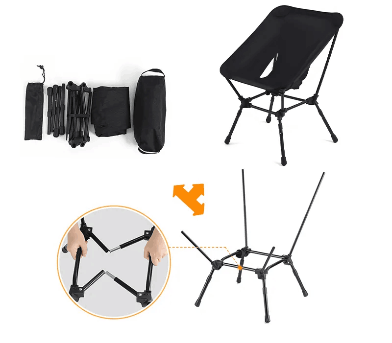 3-Gang verstellbarer Aluminium-Klapp-Campingstuhl