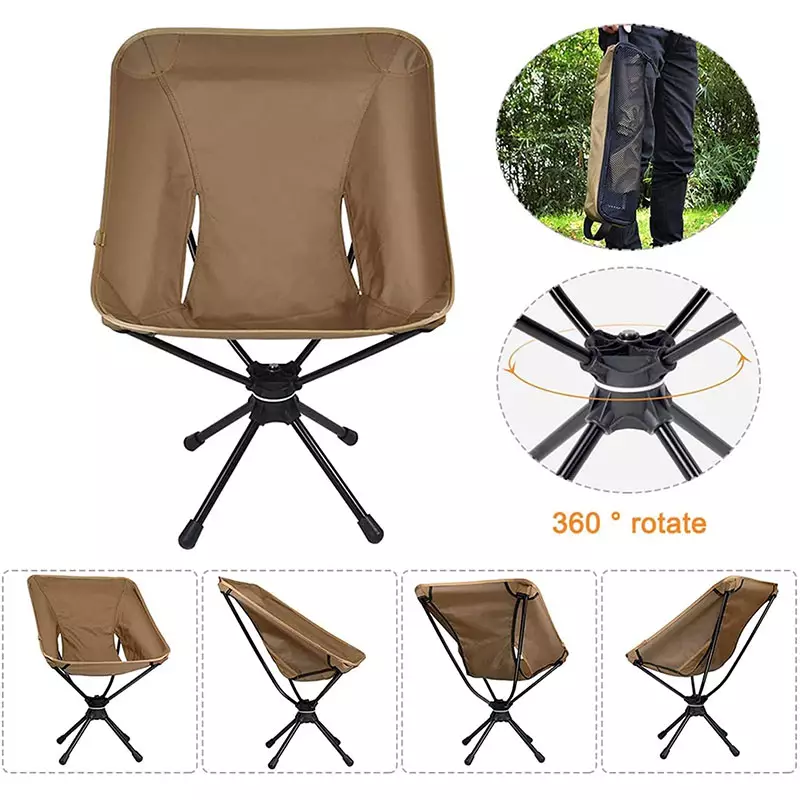 360 Grad drehbarer Camping-Klappstuhl für Outdoor-Reisen, Strand und Picknick