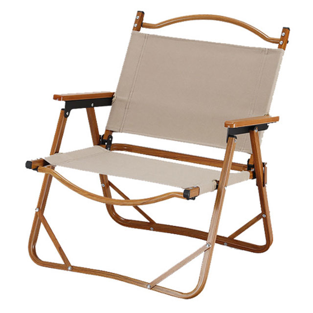 Tragbarer Klappstuhl aus Aluminium mit Holzmaserung für Camping, Terrasse, Garten und Strand