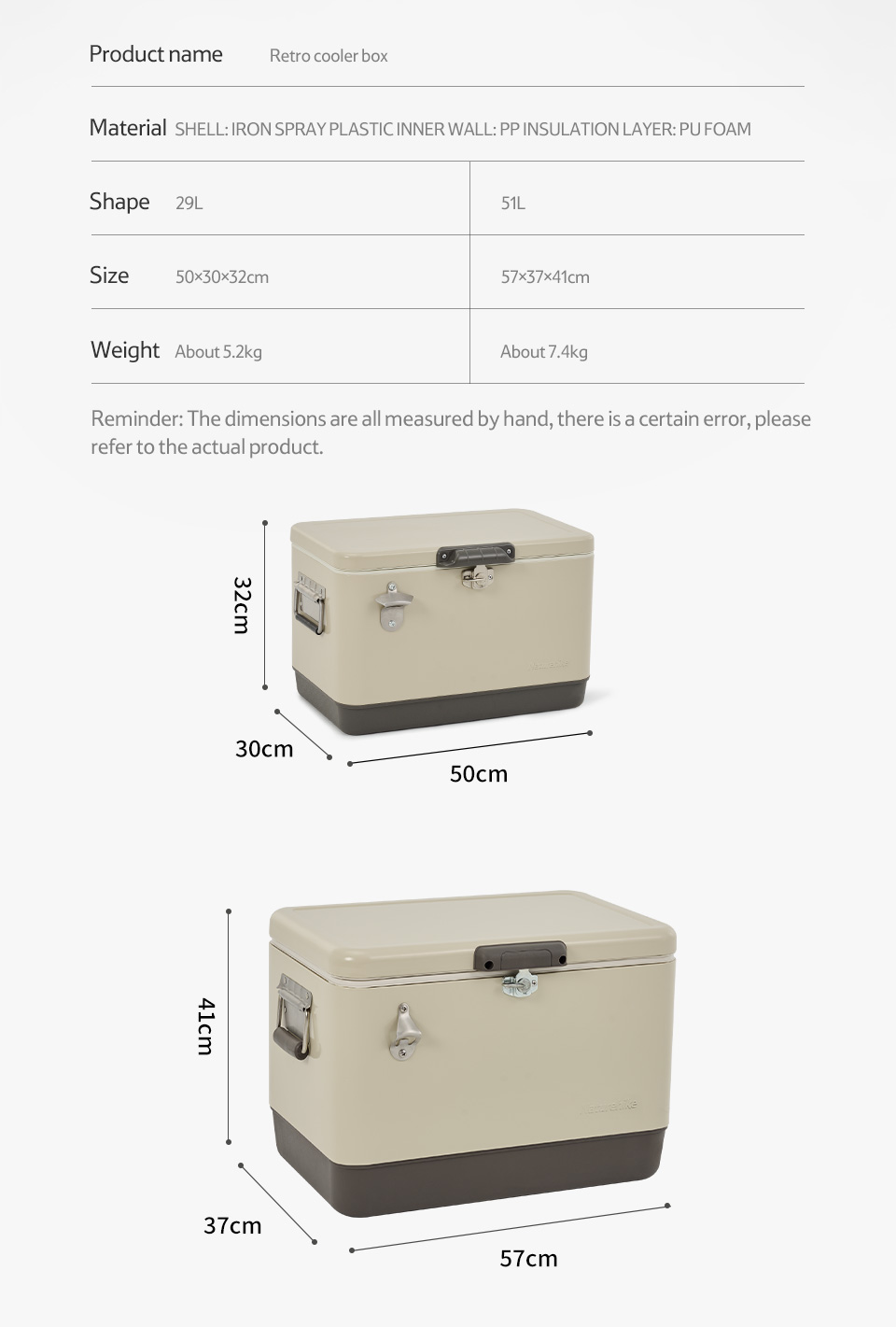 29L/51L kundenspezifische Kühlbox aus Metall für den Außenbereich – Camping-Eisbox