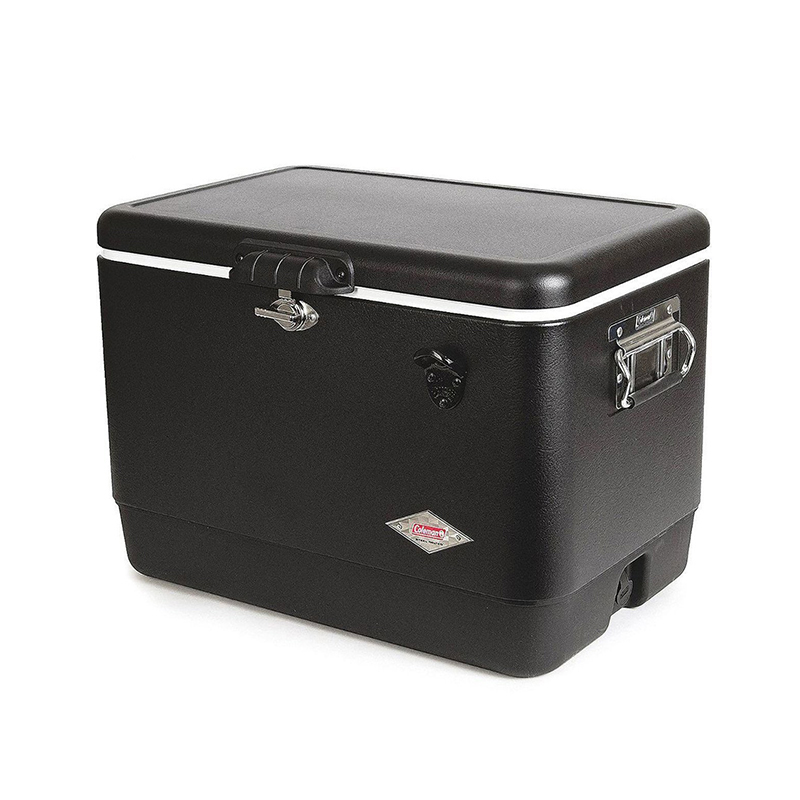 54QT Custom Logo Outdoor-Eisen-Kühlbox, Metall-Camping-Auto-Kühlschrank
