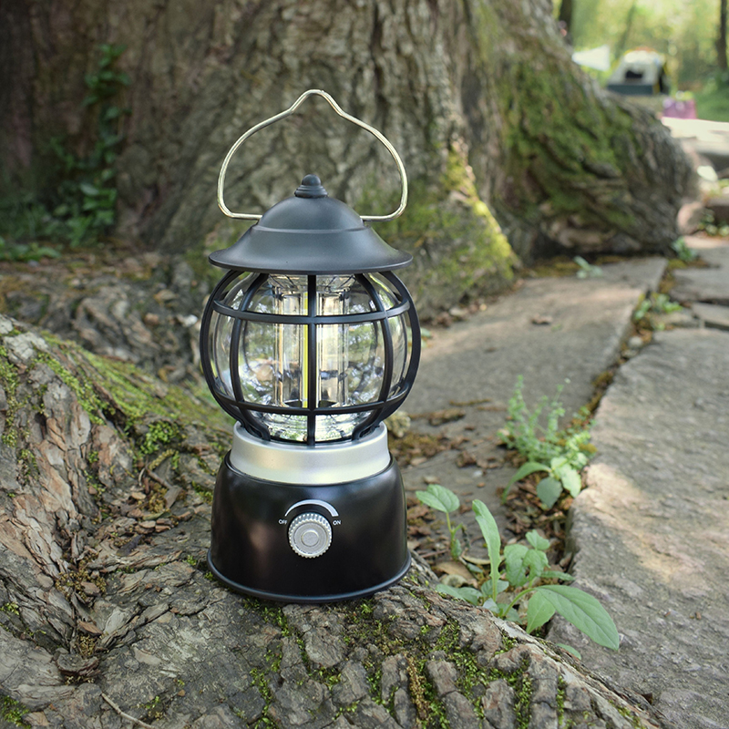 Helle COB Dimmschalter mit Haken 3AA Batterie Retro LED Camping Laterne Outdoor Vintage Camping Licht Lampe