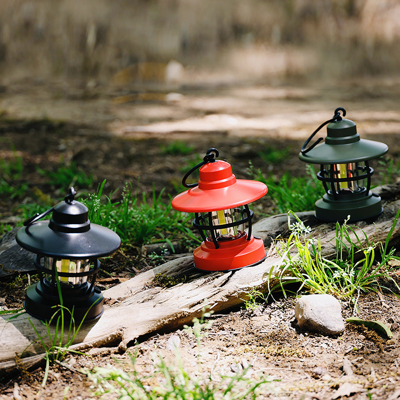 NEU COB mit Hängehaken Dimmschalter Tragbare AA Batterie Vintage LED Campingleuchte Outdoor Zelt Retro Laterne