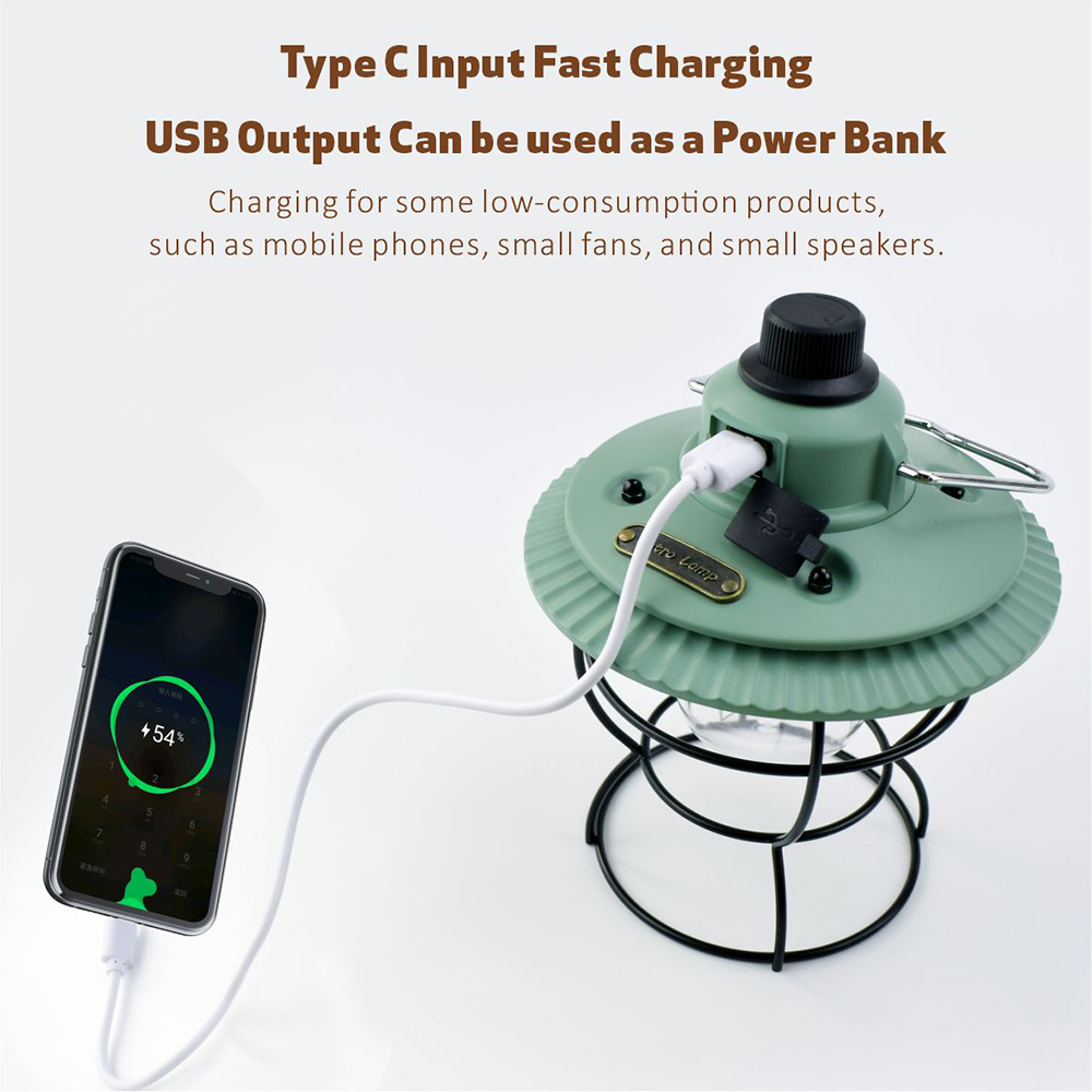 Camp Licht Tragbare Zelt Vintage Lampe USB Aufladbare Wasserdicht Retro Outdoor LED Camping Licht Laterne