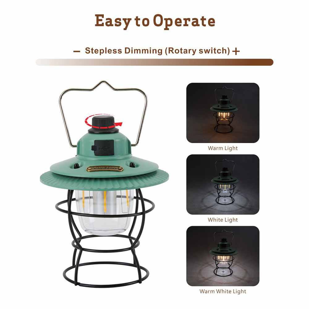 Camp Licht Tragbare Zelt Vintage Lampe USB Aufladbare Wasserdicht Retro Outdoor LED Camping Licht Laterne