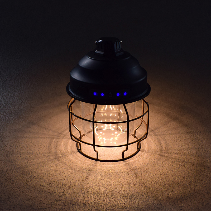Mini Tragbare Wiederaufladbare Vintage Camping Licht mit Karabiner LED Retro Outdoor Zelt Camping Laterne