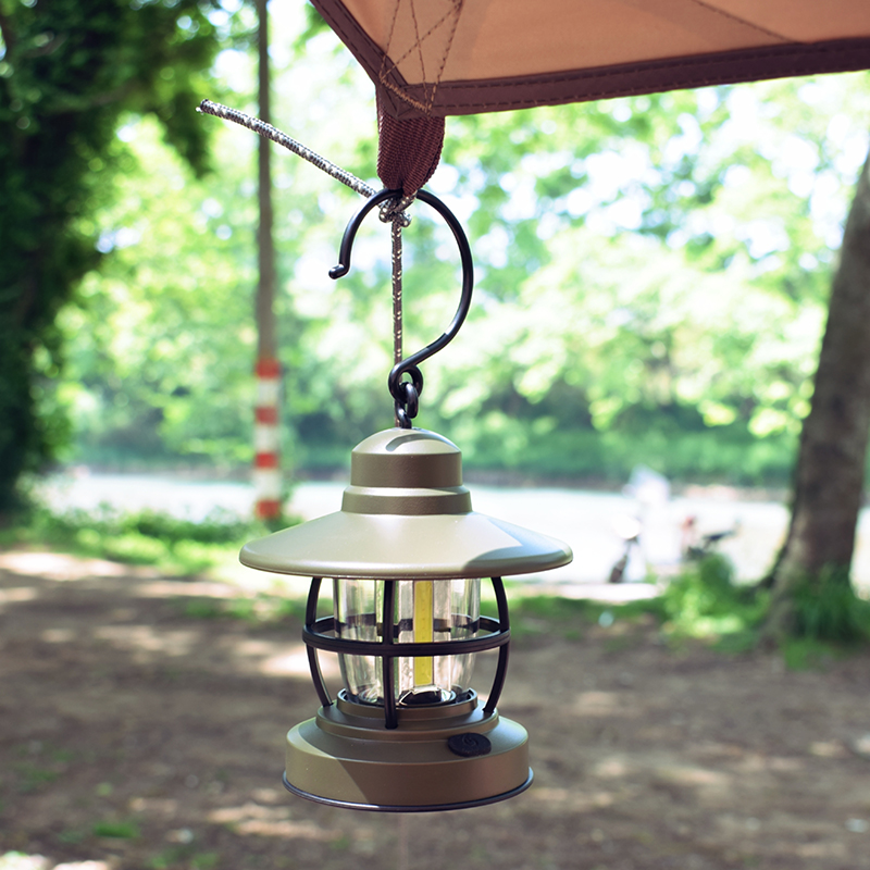 NEU COB mit Hängehaken Dimmschalter Tragbare AA Batterie Vintage LED Campingleuchte Outdoor Zelt Retro Laterne