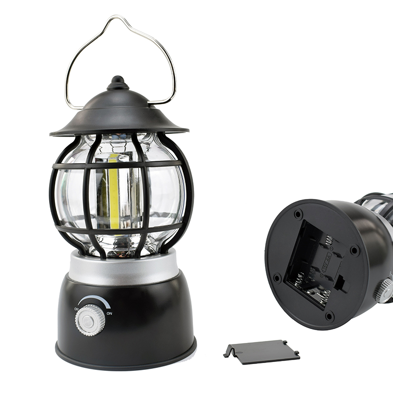 Helle COB Dimmschalter mit Haken 3AA Batterie Retro LED Camping Laterne Outdoor Vintage Camping Licht Lampe