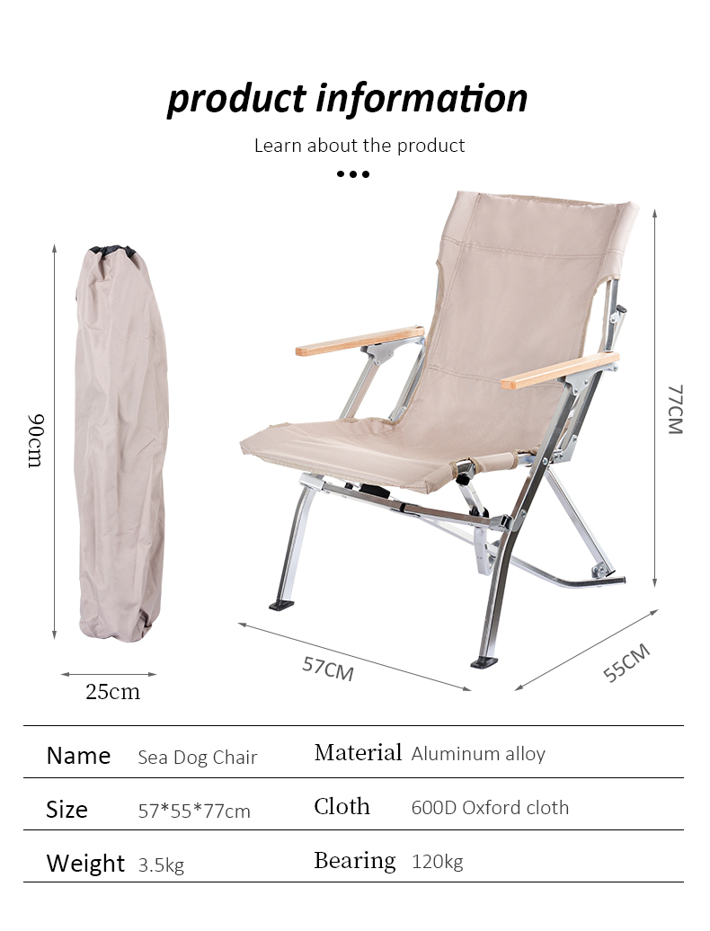 Aluminium-Klappstuhl für Strand, Camping und Angeln