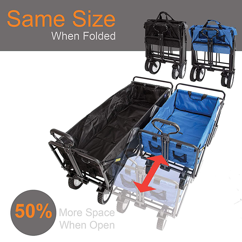 Extra langer zusammenklappbarer Camping-Handwagen für Sport, Garten, Strand, Einkaufen