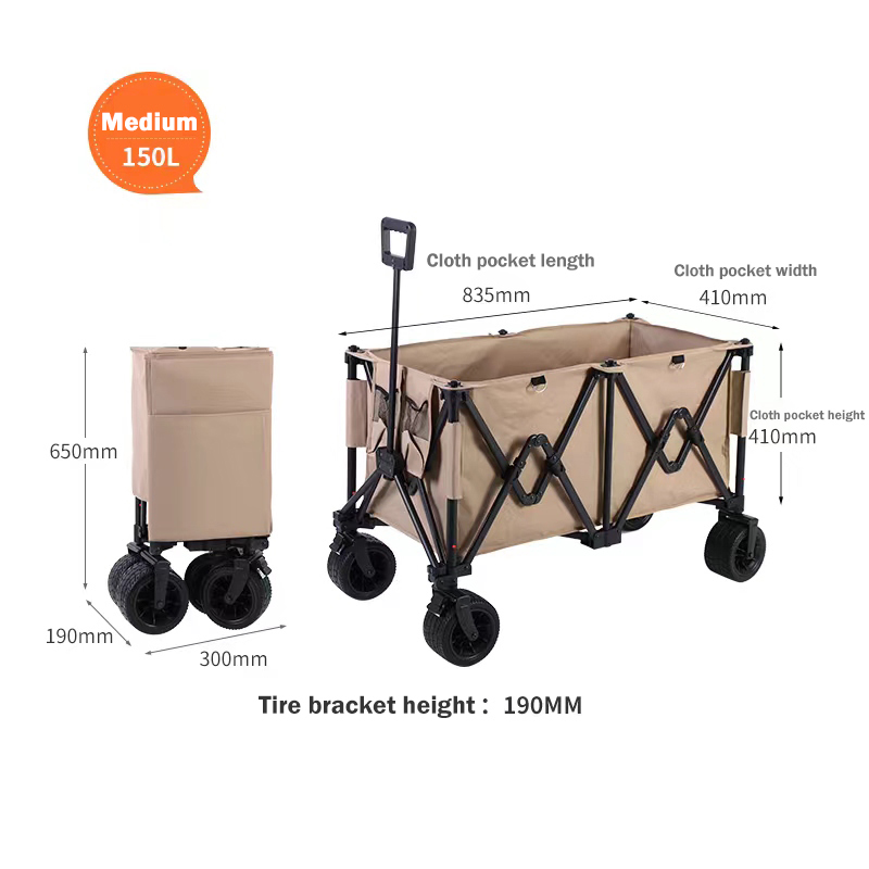 150L/200L Outdoor Camping Garten Park zusammenklappbarer Trolley