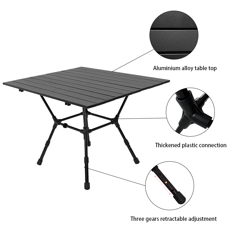 2023 Tragbarer Camping-Klapptisch aus Aluminium - 3-fach höhenverstellbar