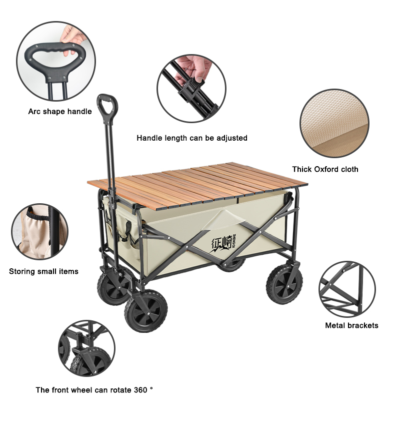 80L zusammenklappbarer Campingwagen mit 5" PU-Rädern für Garten und Strand