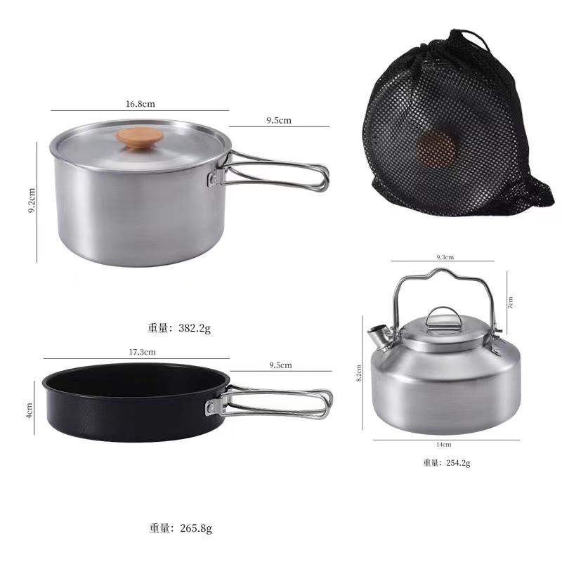 Ultraleichte Outdoor-Camping-Kochgeschirr-Sets aus Edelstahl