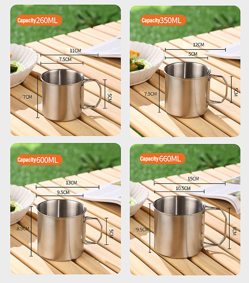 260-660ml Edelstahl Klapp Wasser Tasse Handgepäck outdoor Camping Picknick