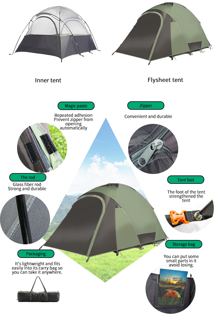 Wasserdichtes und winddichtes, leichtes Rucksackzelt für Outdoor, Wandern und Glamping