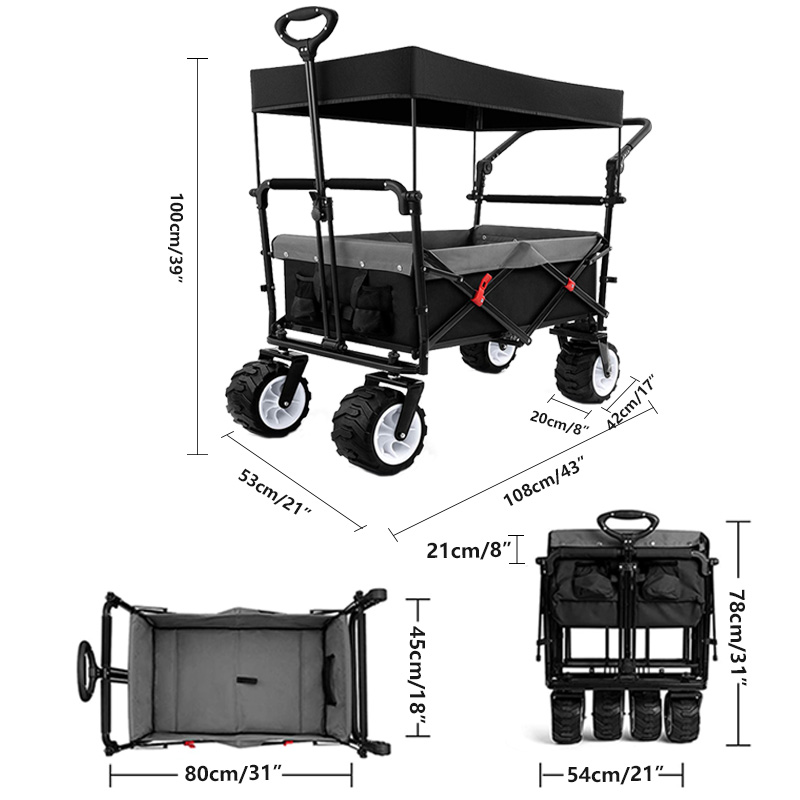Zusammenklappbarer Outdoor-Allzweckwagen mit Abdecktasche