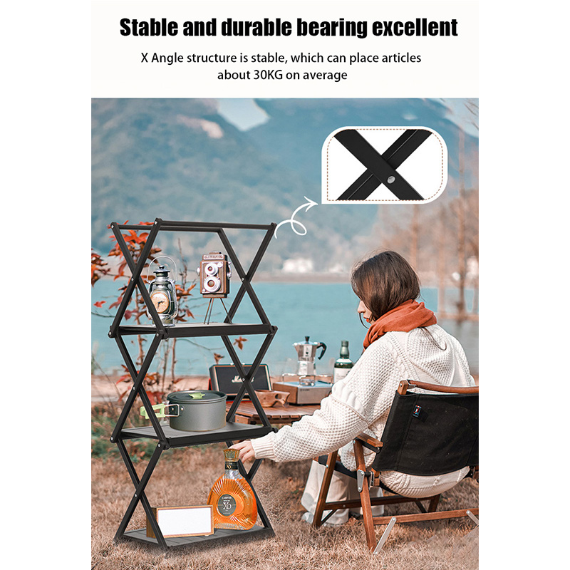 2 IN 1 Camping Klappregal und Picknicktisch - Desktop-Aufbewahrungsregal