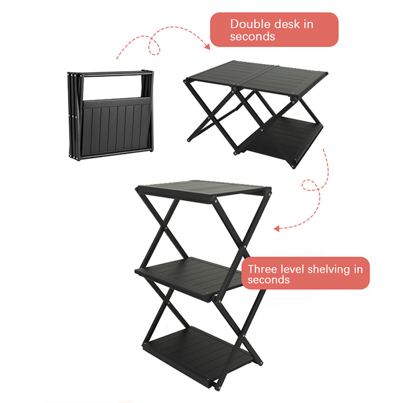 2 IN 1 Camping Klappregal und Picknicktisch - Desktop-Aufbewahrungsregal
