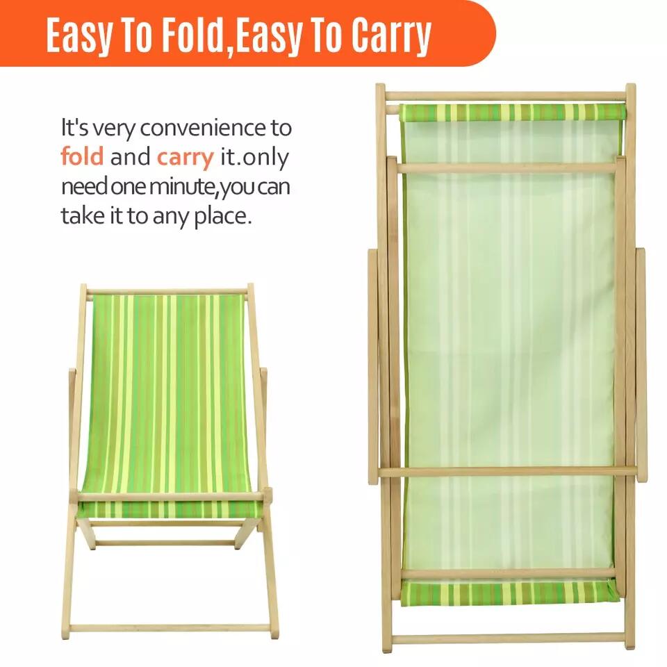 Klappbarer Relax-Sling-Stuhl aus Holz für Strand, Terrasse und Camping
