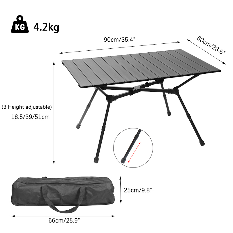 Tragbarer Aluminium gefalteter Campingtisch für Garten Hinterhof Party Picknick Reise