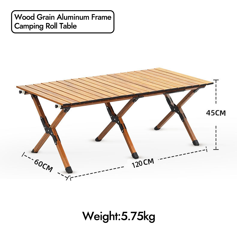 Klappbarer, aufrollbarer Campingtisch aus Aluminium für Outdoor, Picknick, Grillen und Reisen