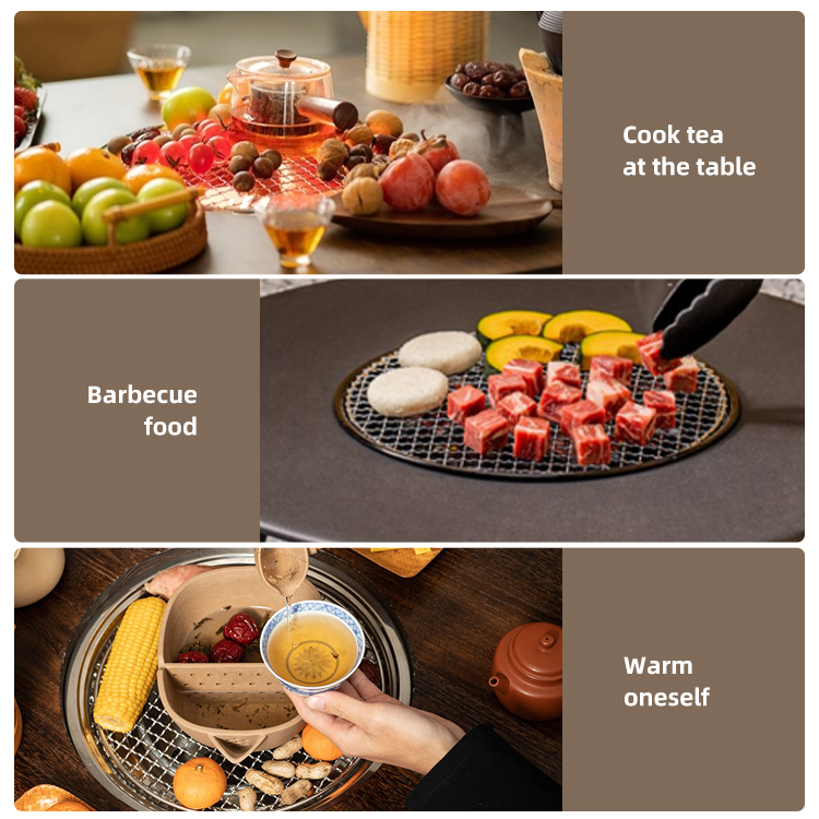 Runder Teezubereitungs- und Holzkohlegrilltisch