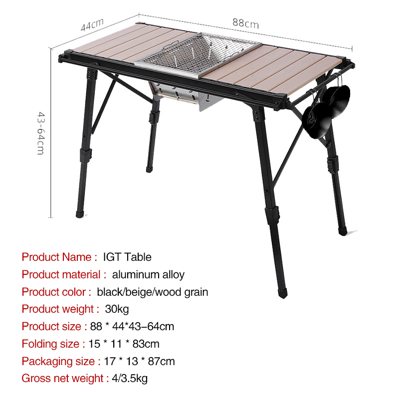 2023 Klappbarer BBQ-Grilltisch aus Aluminium für Camping – höhenverstellbar, tragbar, leicht